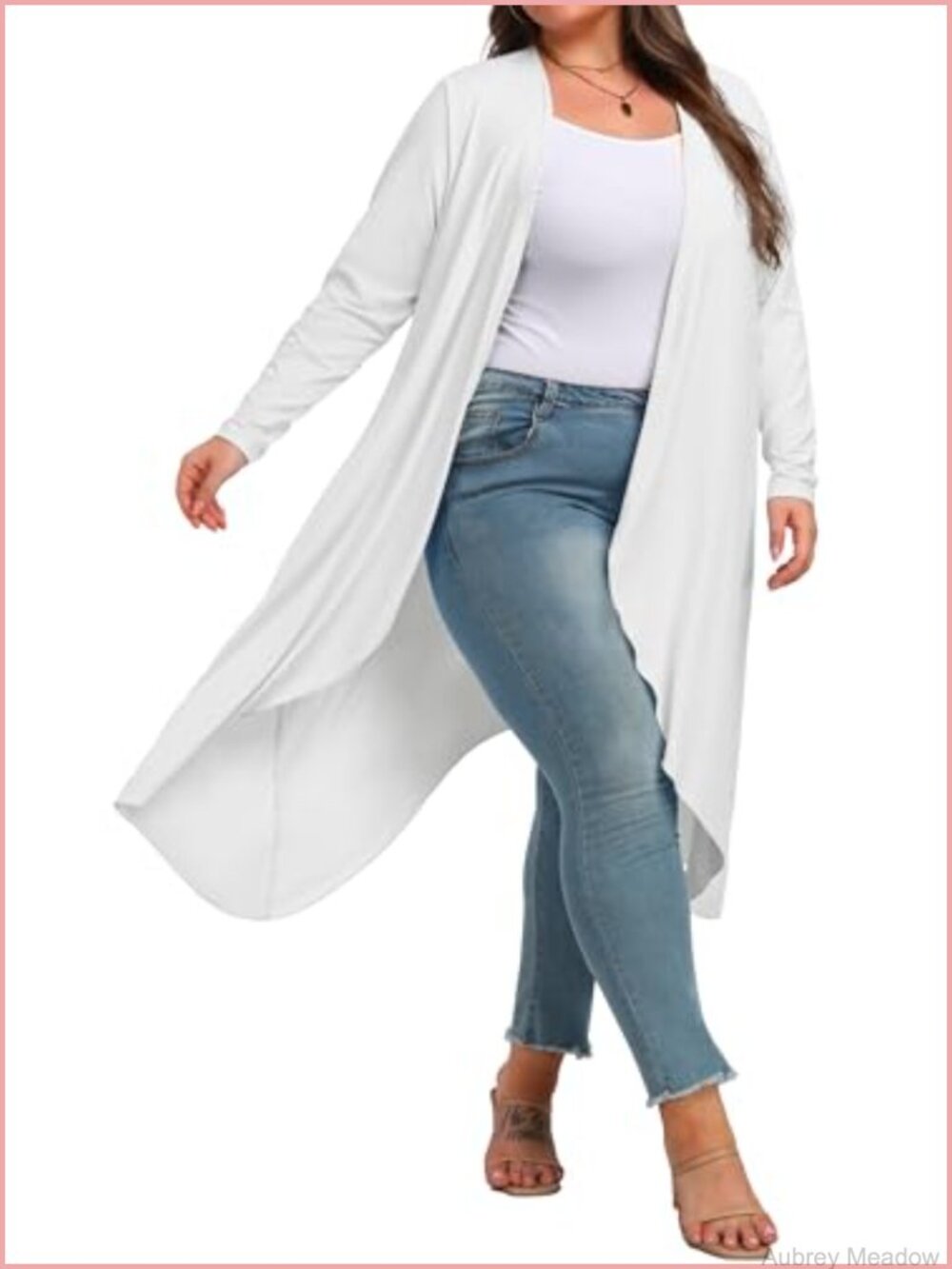 Plus Size Lightweight Rayon Spandex Open Front Long Duster Cardigan